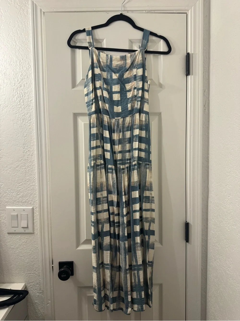 fun 2 fun Blue and Cream Plaid Midi Dress